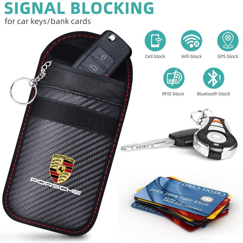 Car Key Case Signal Blocker Bag Shielding Pocket For Porsche Panamera Cayenne Taycan 911 718 Macan Carrera-GT 928 944 968 CY5