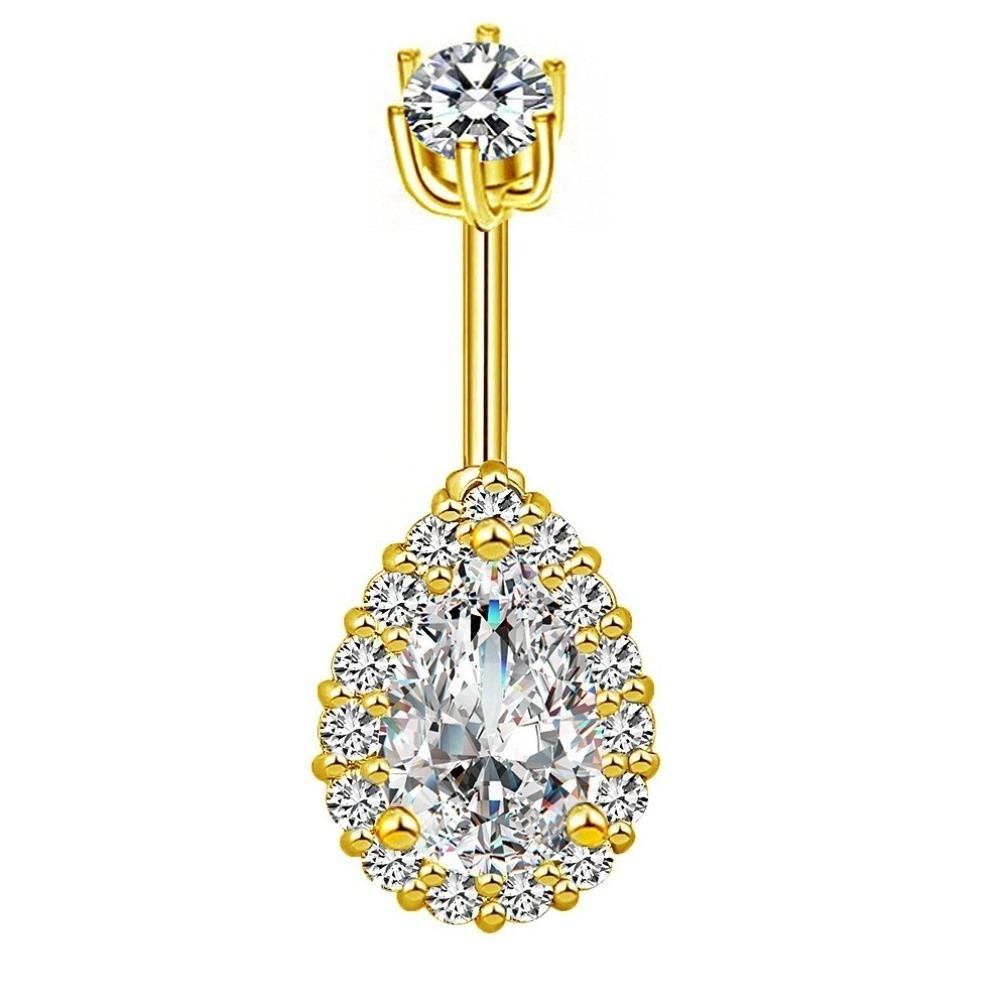 Stainless Steel Zircon Navel Ring Colorful Body Piercing Jewelry Fashion Belly Button Ring  Girl