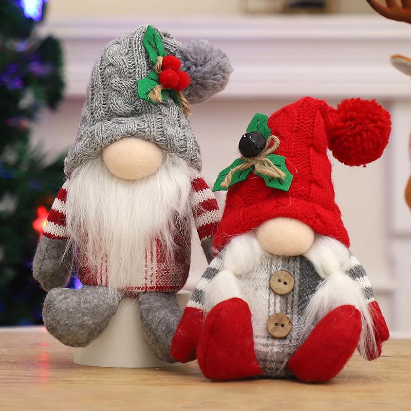 High-end Knitted Christmas Gnome Plush Ornament with Pointed Hat