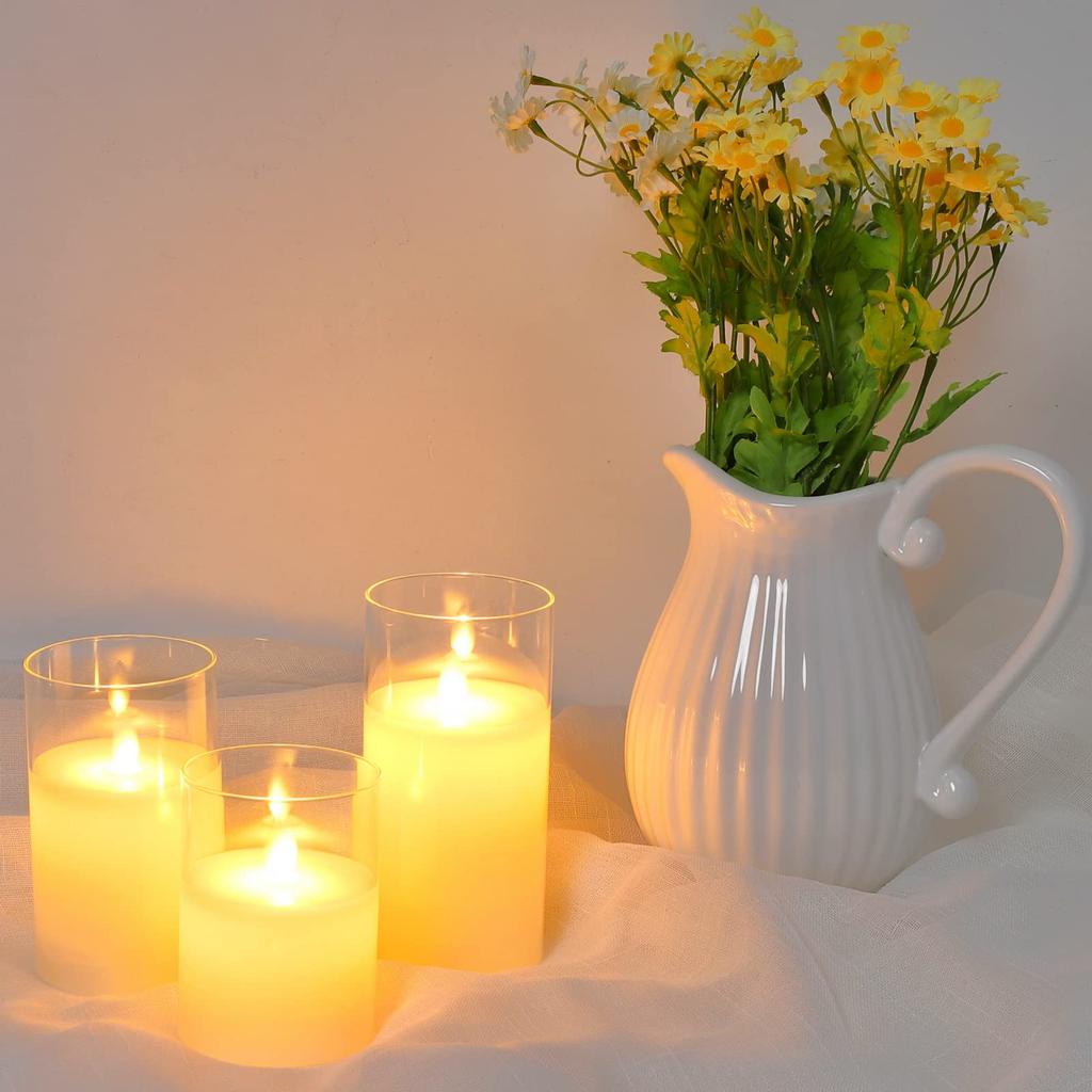 Светодиодная свеча Litake, прозрачная, на батарейках, со специальным пультом дистанционного управления, мерцающая, стеклянная, стеклянная, управляемая, контроль, набор из 3 предметов, свеча, стильная, успокаивающая,
