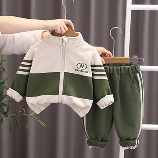 Комплект из двух предметов для мальчиков, детская одежда для мальчиков, весенняя одежда с цветными блоками, повседневная куртка на молнии, детский комплект из кардигана с длинными рукавами на весну и осень