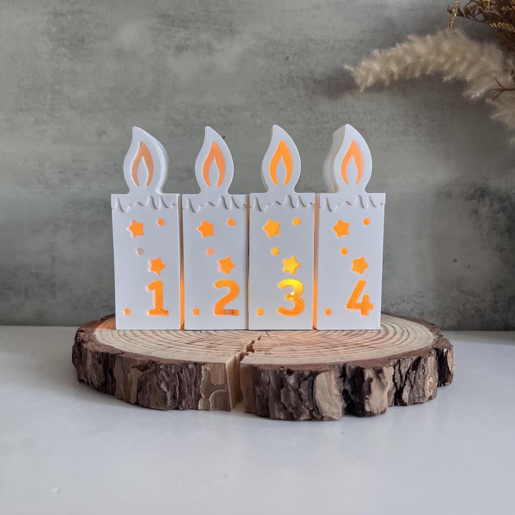 1,2,3,4 Number Candle Ambient Light Silicone Mold Christmas Advent Plaster Drip Molds
