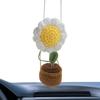 Car Accessories Sunflower Pendant Handmade Sunflower Car Rear View Ornament Cute Potted Plant Pendant Not Block The Sight Wool