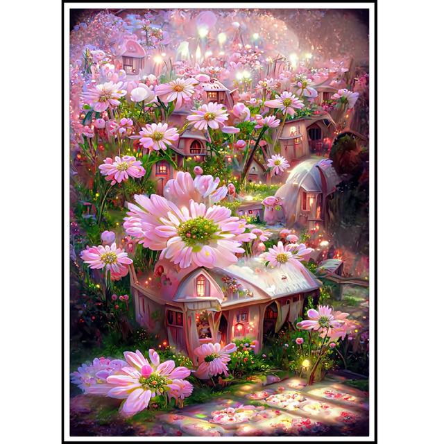 Новый 5D DIY алмазная живопись пейзаж мечты горный хрусталь мозаика розовая ромашка цветочный сад Алмазная вышивка крестиком