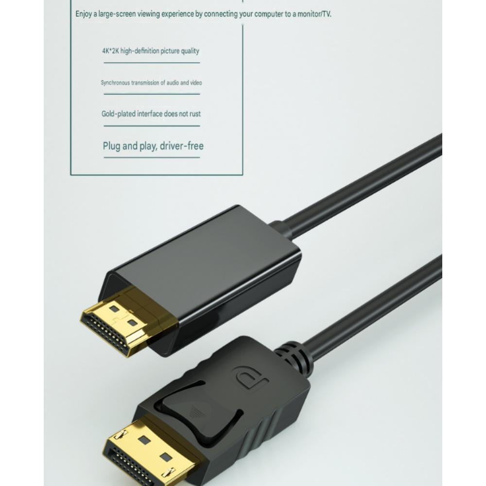 DisplayPort to HDMI Adapter Cable (4K, 1.8m) – High-Definition PC Monitor Connection Cable (Full-size DP to HDMI)