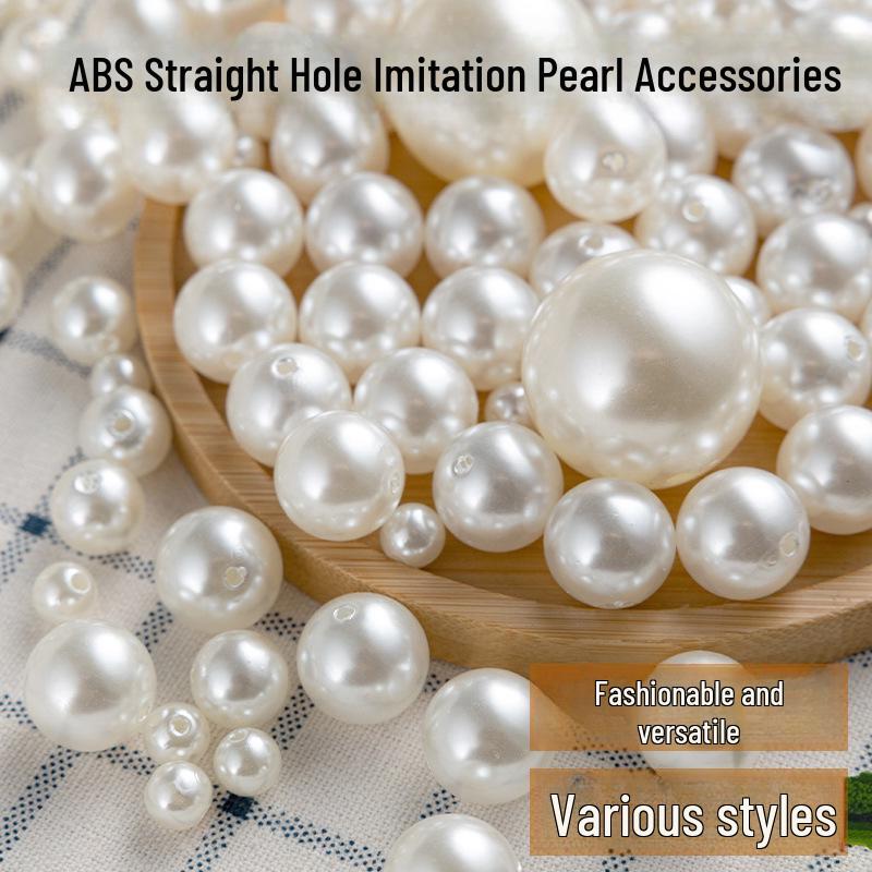 Imitation Pearl ABS Loose Beads for Jewelry and Clothing Accessories - Double and Non-Hole Options Available