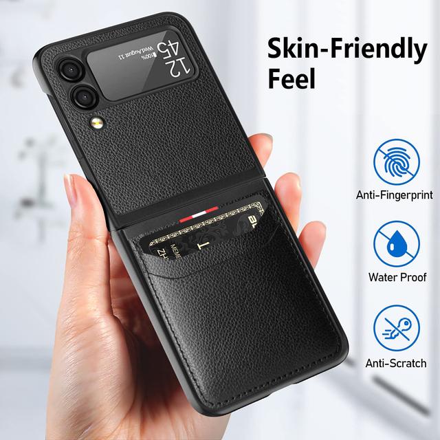Легкие матовые кожаные чехлы для Samsung Galaxy Z Flip 3 Flip4 5g Flip3 Flip 4 с держателем для карт, деловой чехол