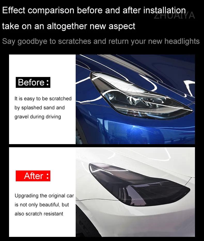 Для Tesla Model 3 Y 2017-2023 PPF Затонированные Фары Задние Фонари Противотуманные Фары Защитная Пленка Модификация Черные Пленки Меняющие Цвет