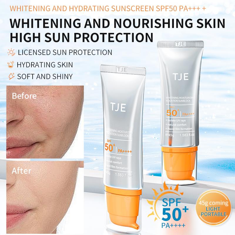 TJE Отбеливающий солнцезащитный крем SPF50+PA++++ Защита от УФ-излучения, Защита от солнца, Защита от воды и пота Освежающий эффект на все тело