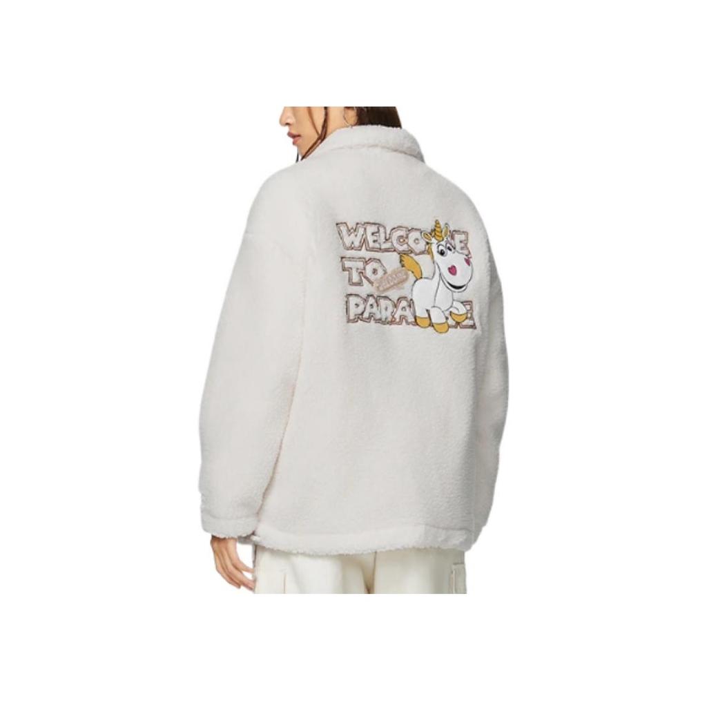 Li Ning X Pixar Collaboration Disney Toy Story Series Cartoon Pattern Вышитый свободный воротник-стойка Повседневная трикотажная куртка Пальто из шерпы AFDSC58-2