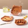 2~3Pcs Cute Cartoon Brown Bear Snack Fruit Plate Kawaii Kid Girl Cookies Dessert Dishes Household Bone Nut Shell Garbage Plate