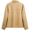 Zara Минималистичная Удобная Универсальная Кожаная Куртка с Длинным Рукавом Мужские куртки Масляно-Желтый 2521120-725