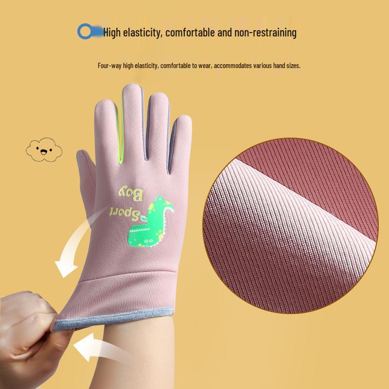 Детские ветрозащитные водонепроницаемые перчатки - Теплые, на бархатной подкладке, пятипалые перчатки для мальчиков и девочек - Идеальны для осенних и зимних мероприятий на открытом воздухе