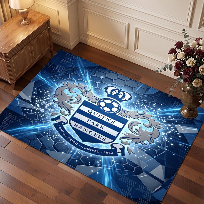 Queens Park Rangers Football Print Crystal Velvet Rug, Comfortable Water Absorbent Non Slip Indoor Floor Carpet