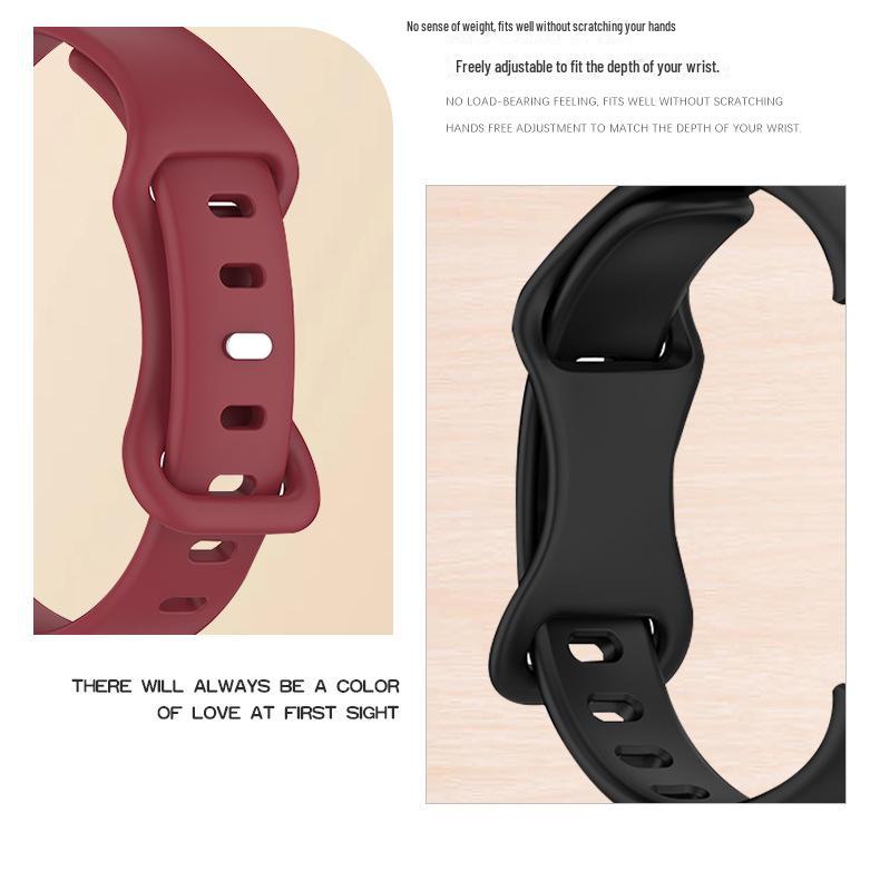 Однотонный силиконовый ремешок для Xiaomi Mi Band 8/9 с застежкой-бабочкой в форме 8