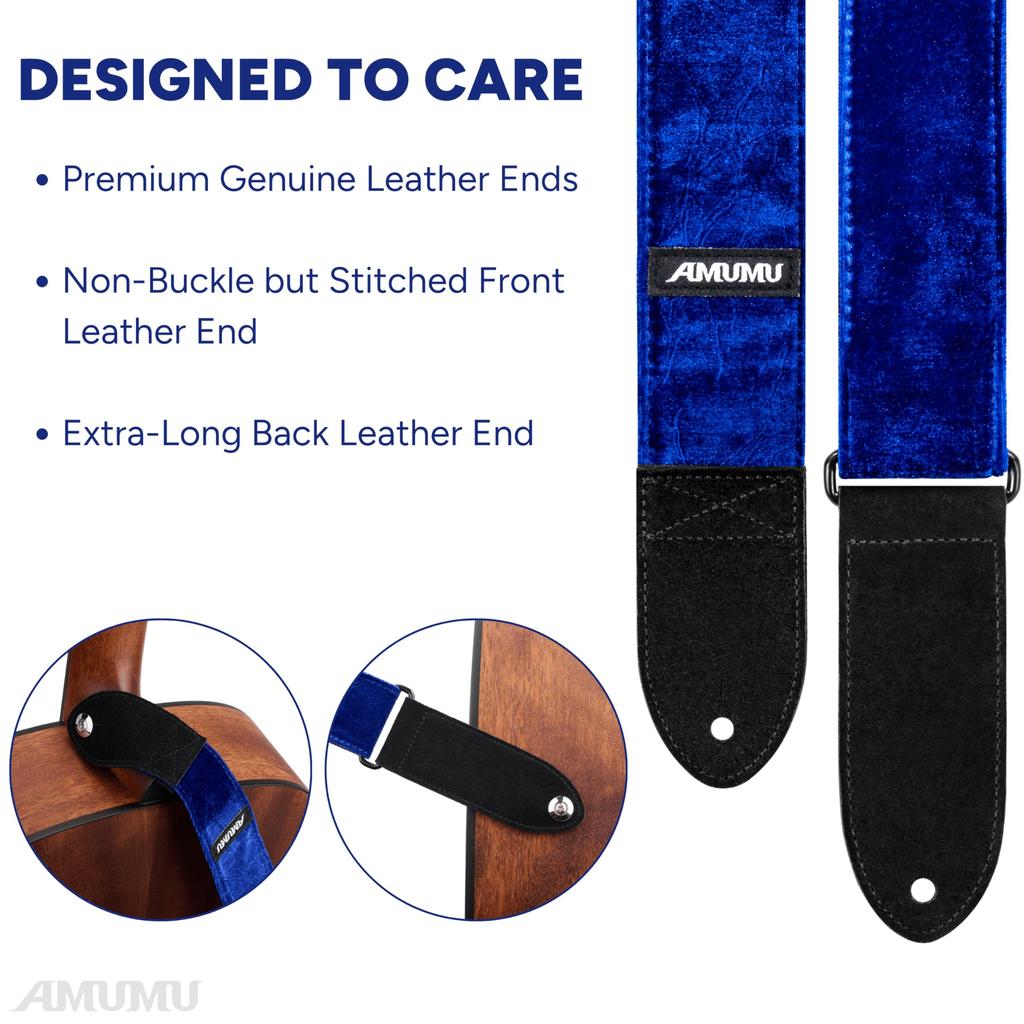 Бархатный гитарный ремень Бас-гитара Электрогитара Акустическая гитара Гитарные аксессуары Синий [Amumu] - Ремень, Ремень, Ремень, -