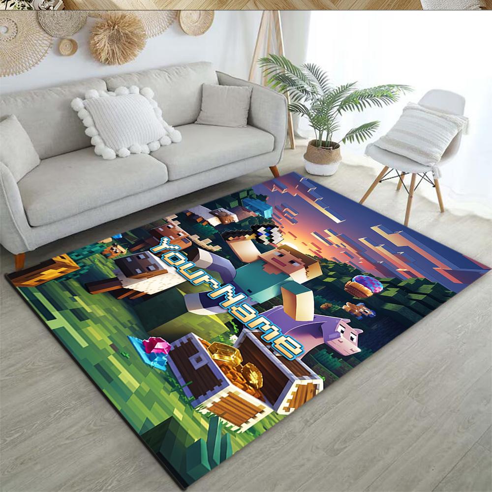 Minecraft 27 Customize Your Name Carpet Design for Entryway Balcony Bedrooms Dormitory Anti-slip Rug Anime Office Decor Perfect Gift for Women/Men
