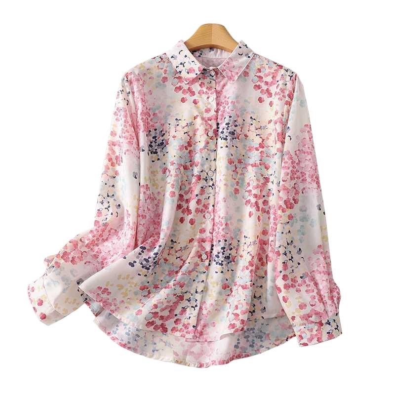 Рубашка Karon Color Ramie Floral для женщин, весна, свободная тонкая рубашка с принтом, повседневные блузки и рубашки контрастного цвета, топ