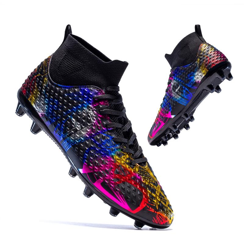 Unisex Football Boots Men's High -top Elastic Socks Mouth Leather Art Lawn Long Nail Football Shoes Children Big Size Football Boots