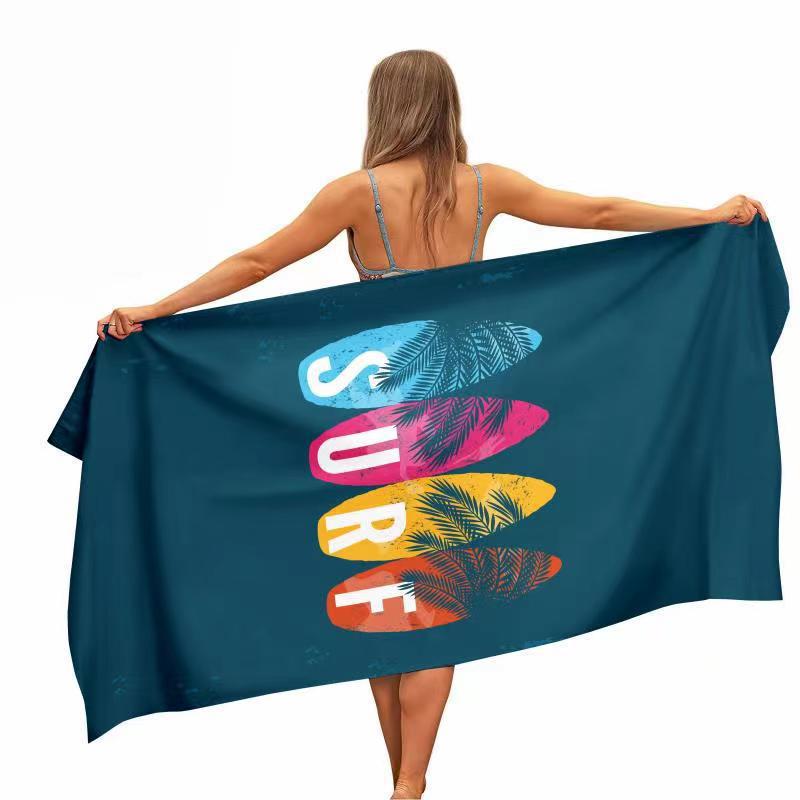 Beach Towel, Bath Towel, Microfiber Towel, Rectangular Beach Mat, Digital Printing Bath Towel, Shawl To Map