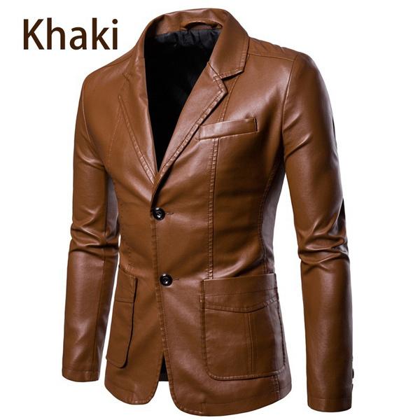 Осенне-зимняя мужская кожаная куртка из искусственной кожи мотоциклетная мужская тонкая кожаная куртка красивая куртка пальто