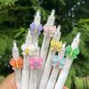 2 Pcs Cute Tulip Flower Head Gel Pen 0.5mm ST Quick-drying Student Notes Test Stationery Writing Pen Kawaii School Supplies