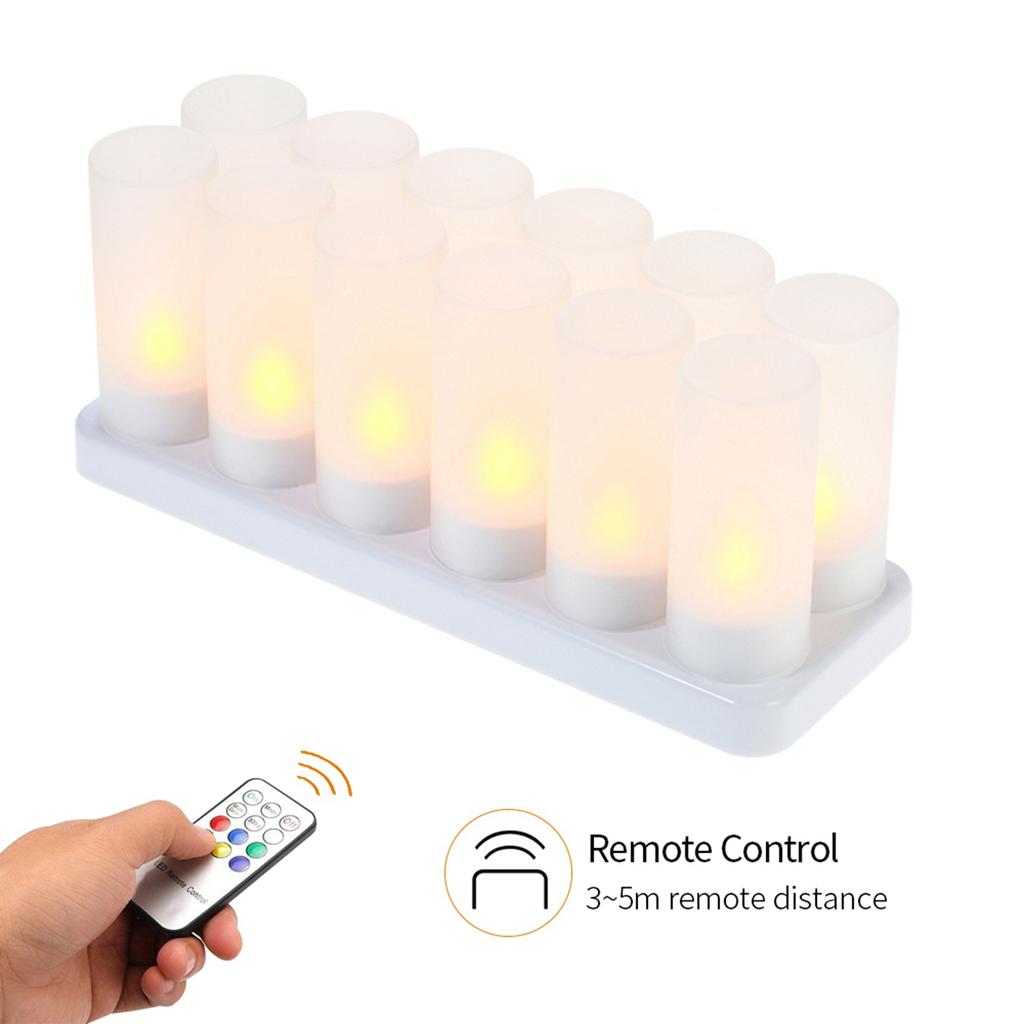Colourful LED Candle Light Rechargeable Simulation Flameless Tea Candle Lights With Frosted Cup for