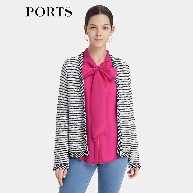 Ports Women's Striped Knit V-Neck Cardigan