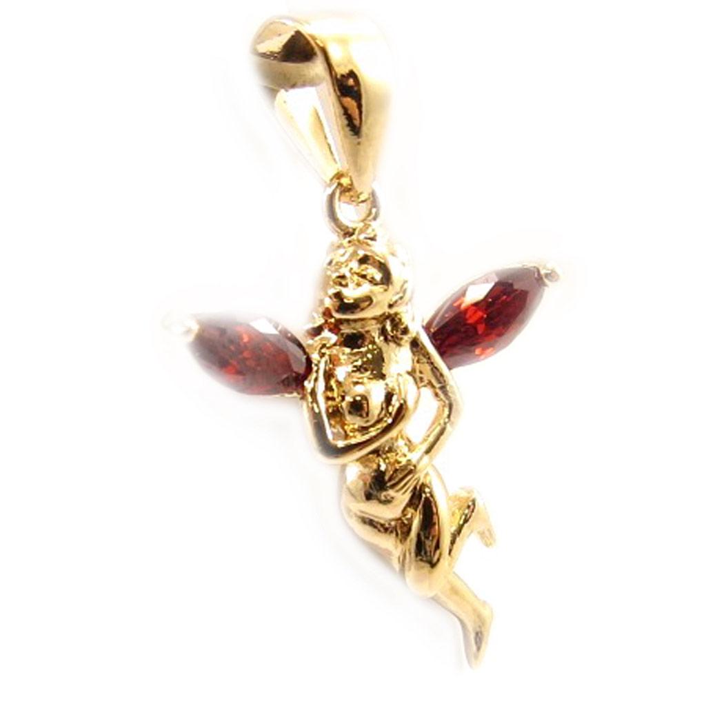 Les Trésors De Lily [L4362] - Gold Plated Pendant 'Tinker Bell' Golden Red - 25x15 Mm