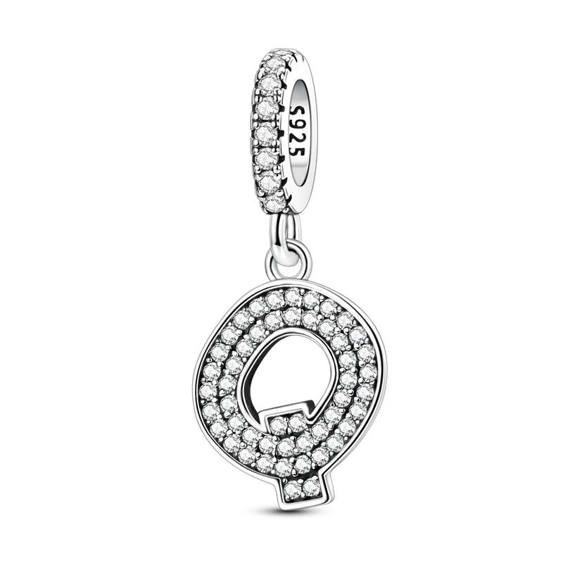 Оригинальные подвески-шармы с буквами алфавита от A до Z, медные, инкрустированные цирконом, подвески с любовными письмами, ювелирное украшение в подарок, подходят для браслета-бенгла