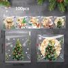 100 Pack Christmas Self-Adhesive Candy Bags: Five-in-One Design for Holiday Party Gifts