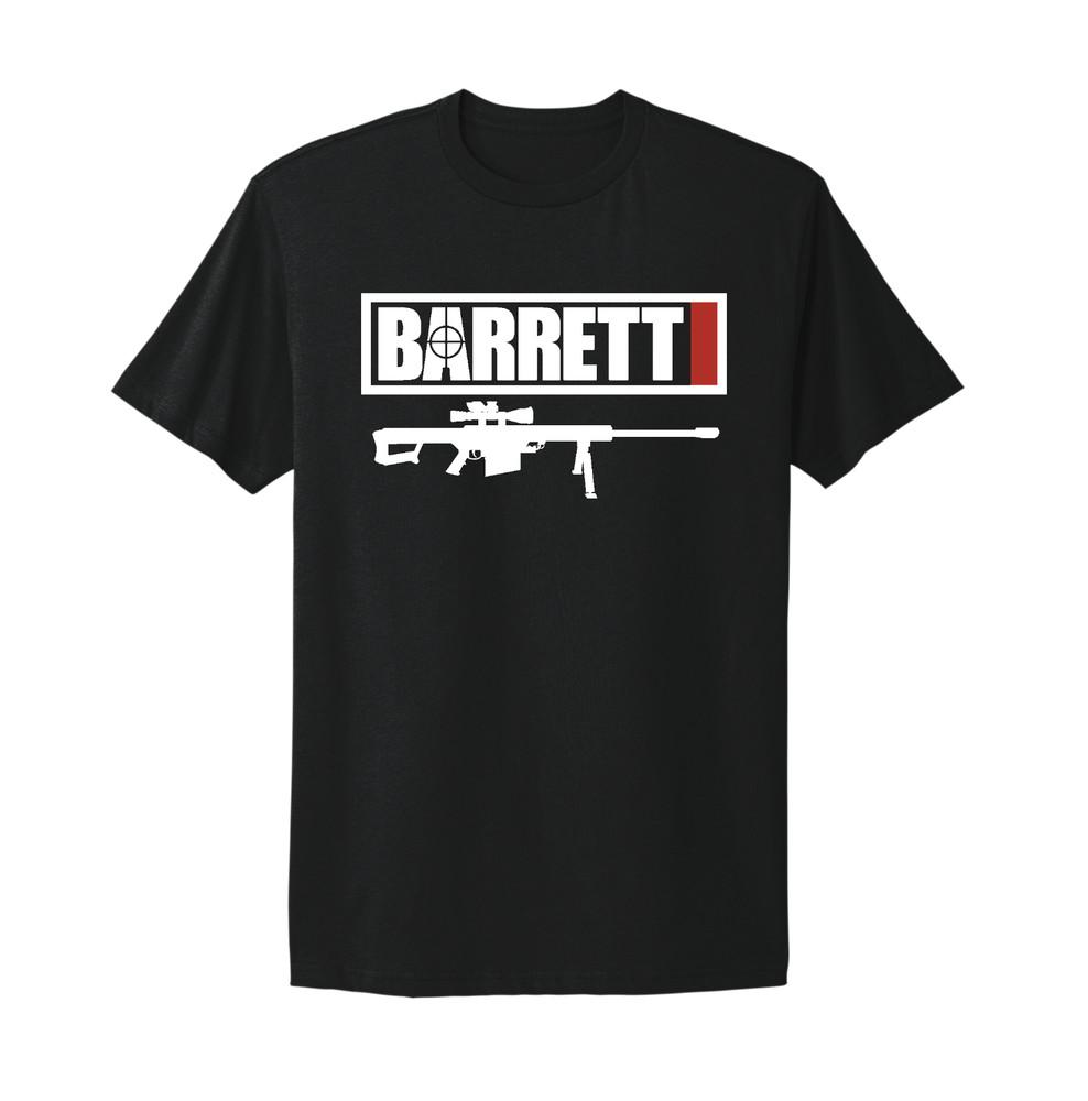 Barrett Ammunition Оружие Огнестрельное Оружие Логотип Унисекс Черная Футболка Унисекс Футболка