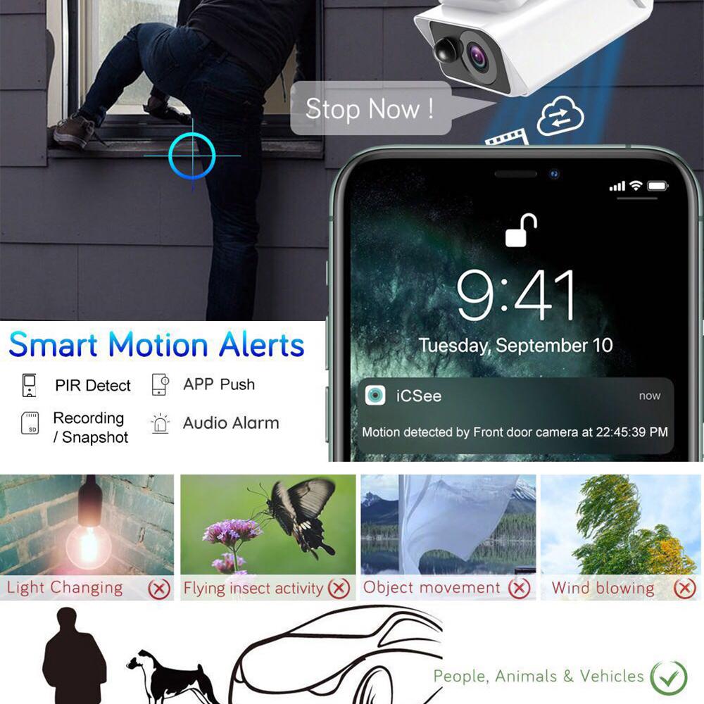 Солнечная камера, 3 МП, питание от батареи, Wi-Fi, IP-камера, уличная беспроводная камера наблюдения, 4 МП, водонепроницаемая, IP66, CCTV PIR