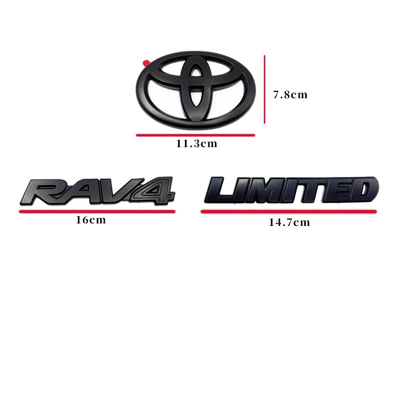vdcp6 Juego de 4 Emblemas con Logotipo en ABS Negro Mate para TOYOTA RAV4 XLE XLE LIMITED 2019-2024, Adhesivo para Maletero, Accesorio