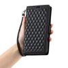 For Xiaomi Redmi 15 5G (EU) (171mm)/4G (EU) (171mm) Leather Case Rhombus Texture Wallet Stand Phone Cover with Wrist Strap