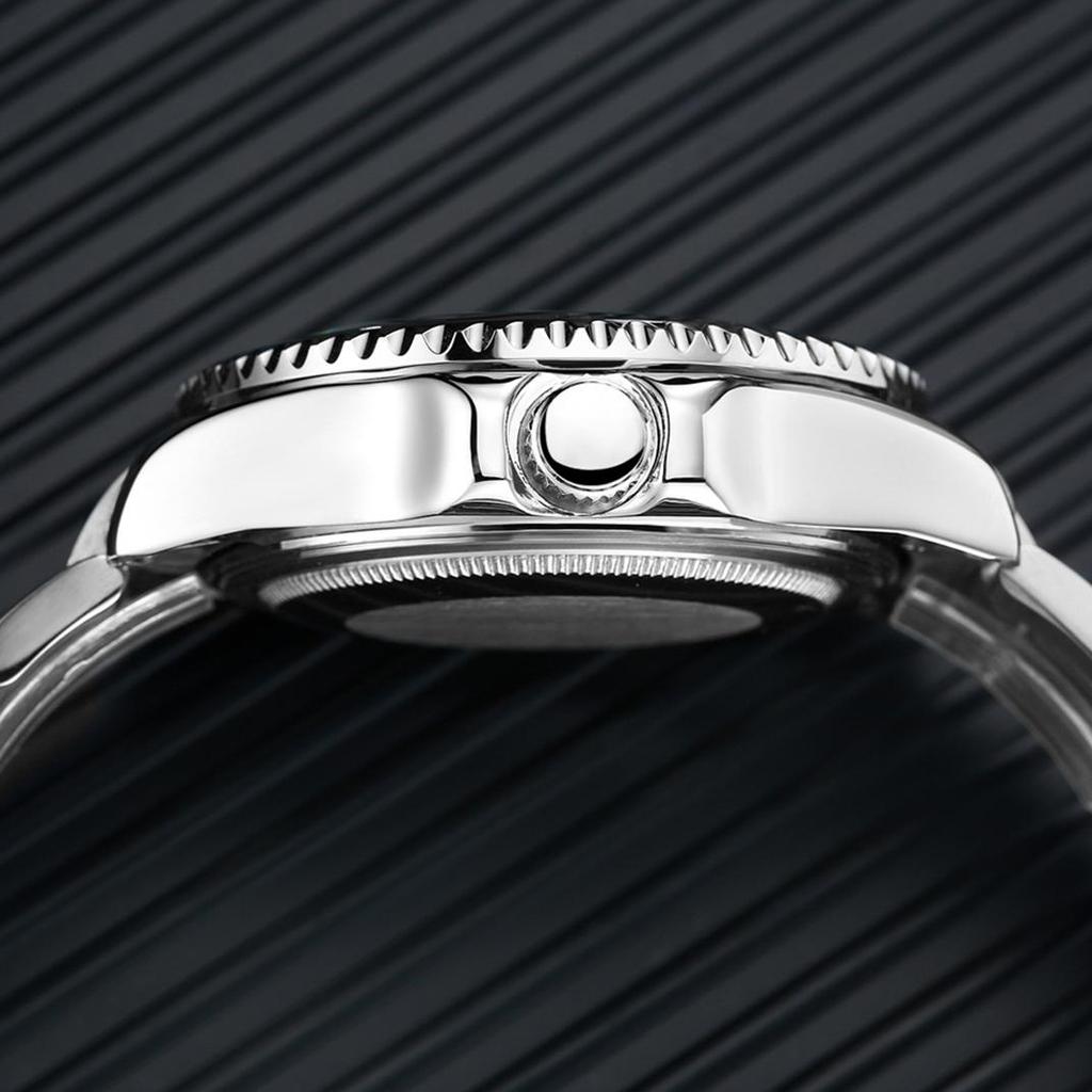 Paulareis Полностью автоматические механические светящиеся однотонные стальные ремешки, синие, красные и зеленые мужские часы с лапшой, автоматические часы