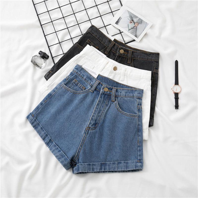 Женские джинсовые шорты на лето тонкие А-силуэта с прямыми штанинами повседневные шорты с широкими штанинами для женщин