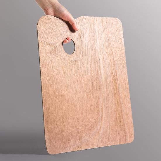 Durable Beech Wood Palette Wooden Paint Palette, Square Oval Shaped Artist Painting Tray with Large Thumb Hole for Acrylic Watercolor Oil Paint,