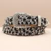 Cross Belt Leopard Print Western Rhinestone Belt Personalized Denim Woman Rivet Jeans Belt