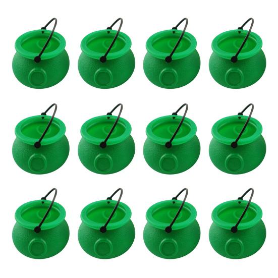 12 шт. ведерок для конфет на Хэллоуин, черный пластиковый котел для ведьмы, чайник, держатель для подарков на Хэллоуин для вечеринок, украшения для домашнего праздника