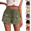 Женские летние модные повседневные однотонные рабочие шорты с небольшими карманами и завязками на средней талии