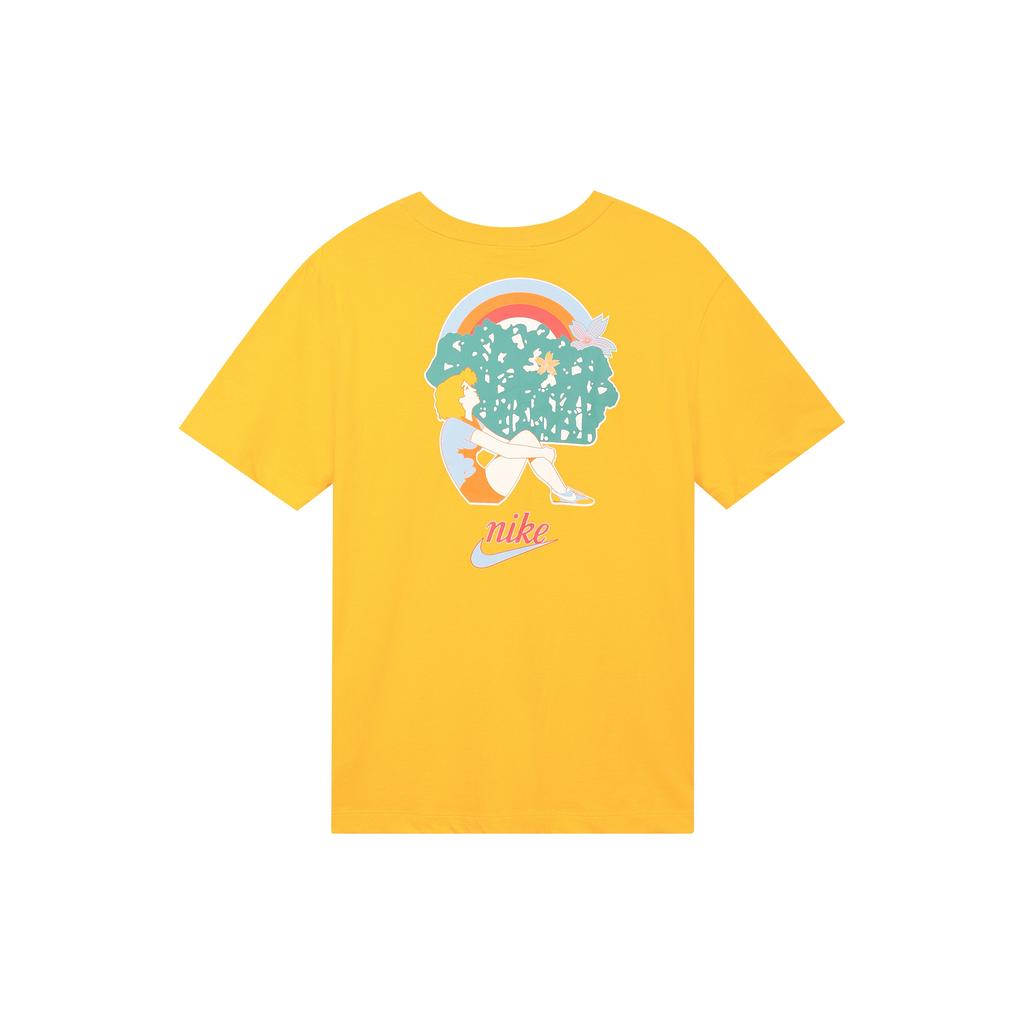 Nike Women'ss Logo Print Cartoon Crewneck Retro T-Shirt Yellow DV3204-739