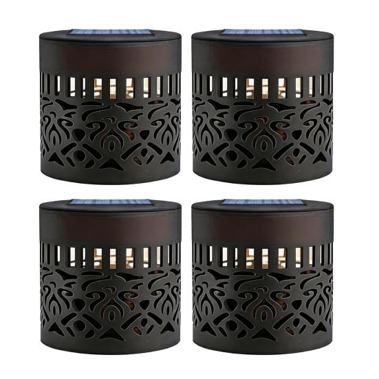 Solar Wall Lamp, Seven Color Changing Projector Light, with Hollow Pattern Design IP65 Waterproof Wall Light, for Outdoor Patio Garden Fence Decor
