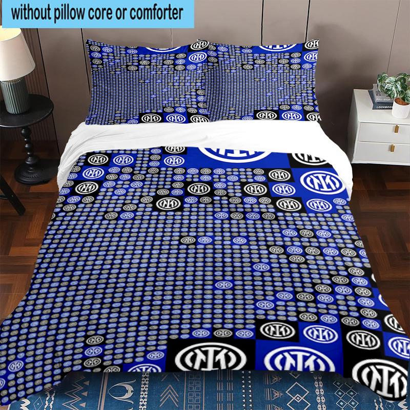 3pcs Mi-lan FC Emblem Printed Bedding Set Duvet Cover Closure Includes 1 Duvet Cover & 2 Pillowcases Bedding Sets Home Decor Gifts