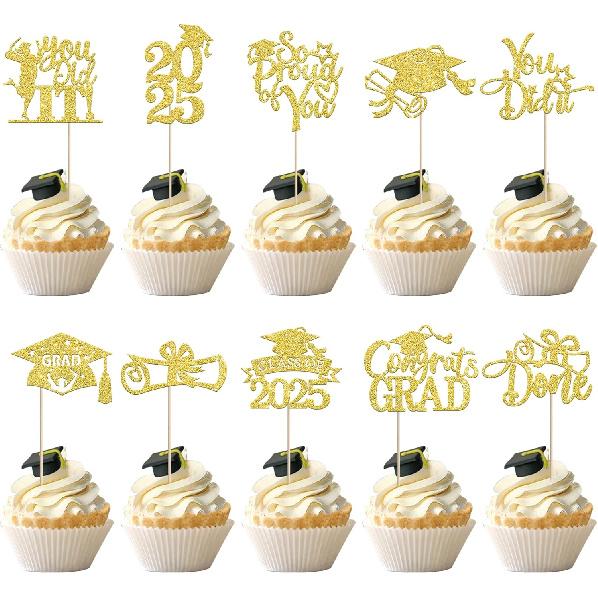 1 PCS High Heel Girl Graduation Cake Topper Black Pink Glitter Done Diploma Class of 2025 Congrats Grad Cap Cake Pick for 2025 Senior High School