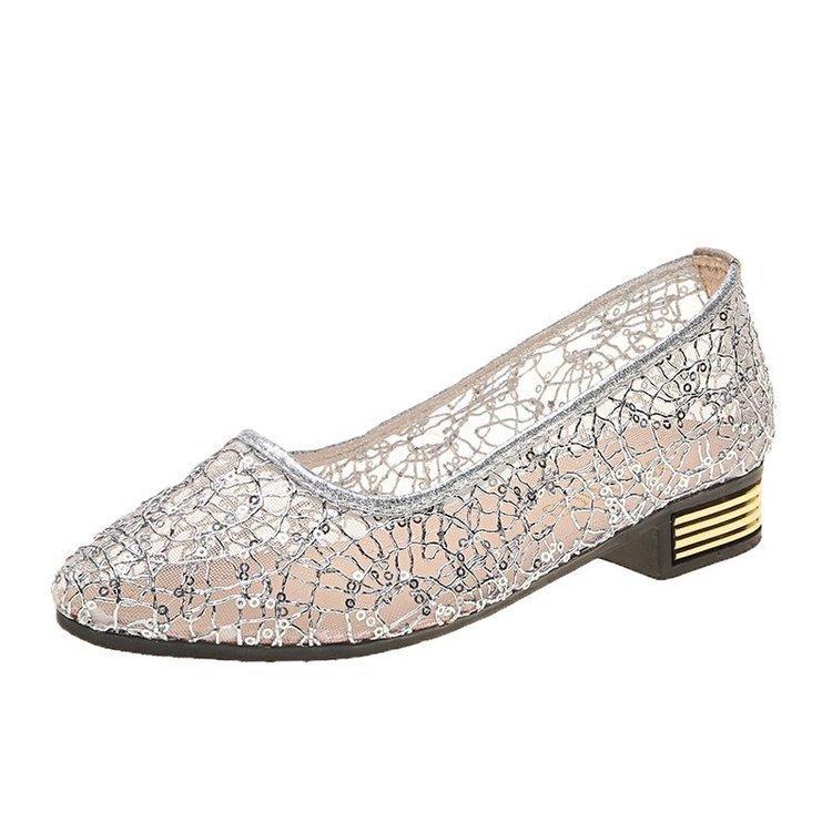 Лето 2022, женские туфли на одинарной сетке, женская обувь на низком каблуке с неглубоким горлышком, 35–42