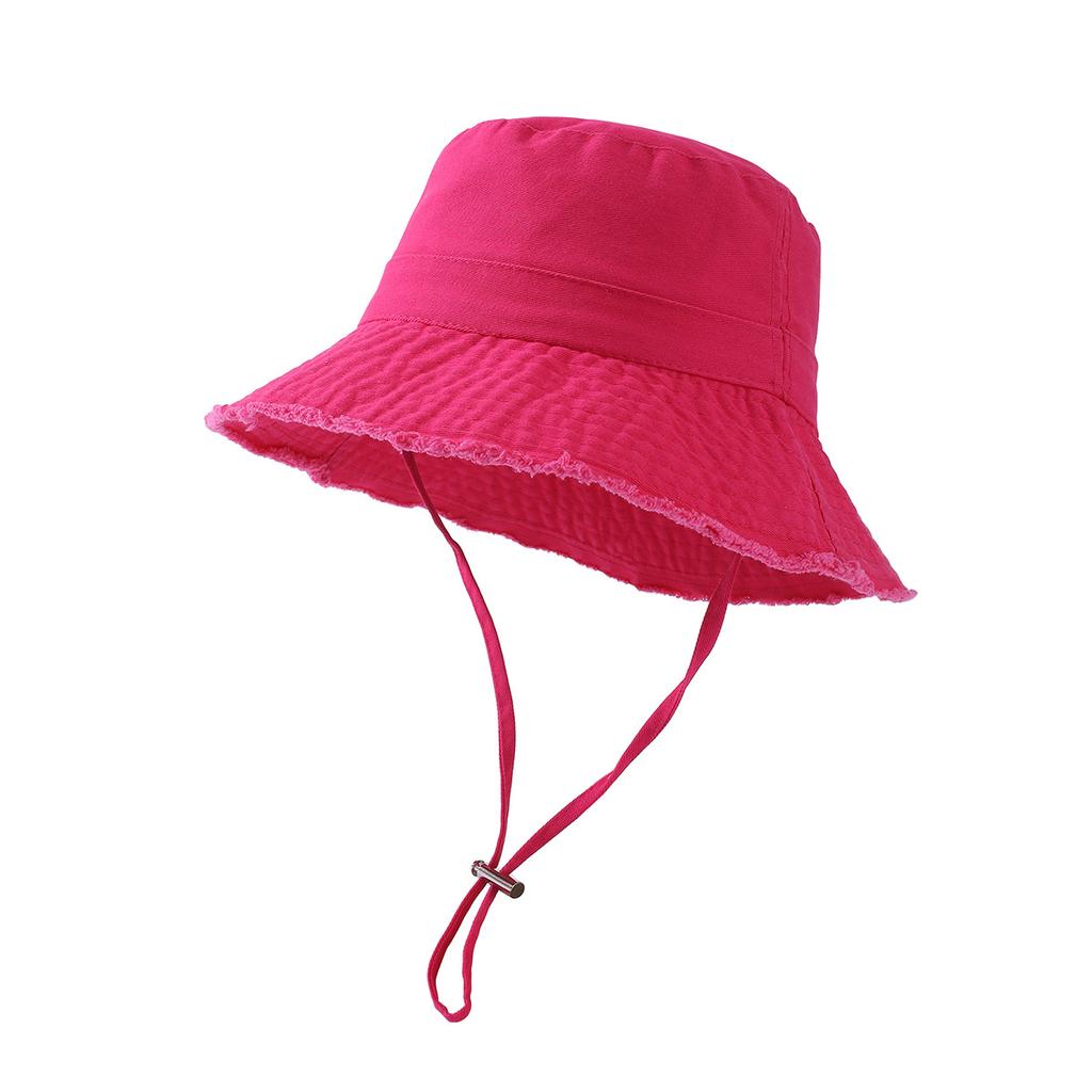 Custom Printed Logo Cotton Outdoor Sunscreen Fisherman Hat Men'S And Women'S Fashion All Matching Solid Color Raw Edge Visor