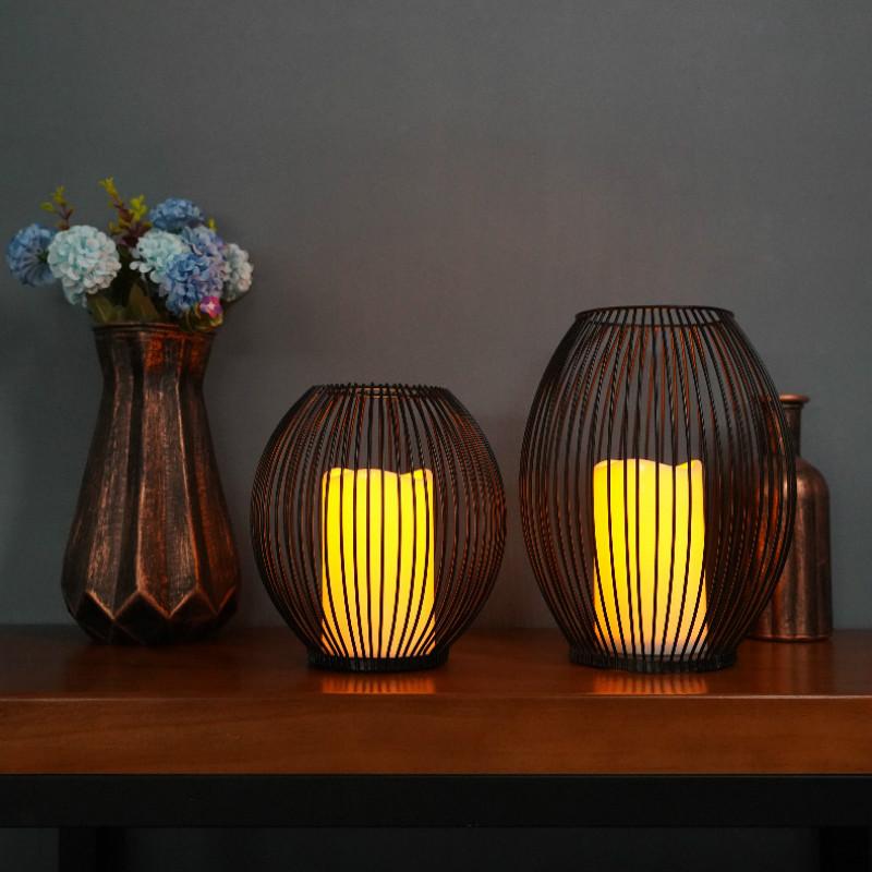 Светодиодная имитация свечи в скандинавском стиле, чрезвычайно простая декорация из кованого железа, ночник, креативные домашние поделки для кафе и ресторанов