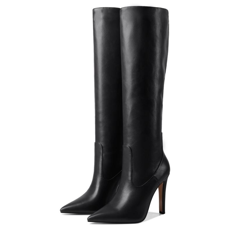 Черные высокие сапоги в стиле вестерн для женщин, сексуальные элегантные сапоги на высоком каблуке, зимние и весенние женские сапоги до колена, длинные туфли челси для женщин