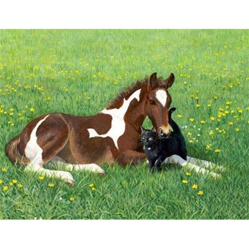 DIY 5D алмазная живопись Животные вышивка крестиком Лошадь Алмазная вышивка полная круглая дрель Стразы Мозаика подарок домашний декор